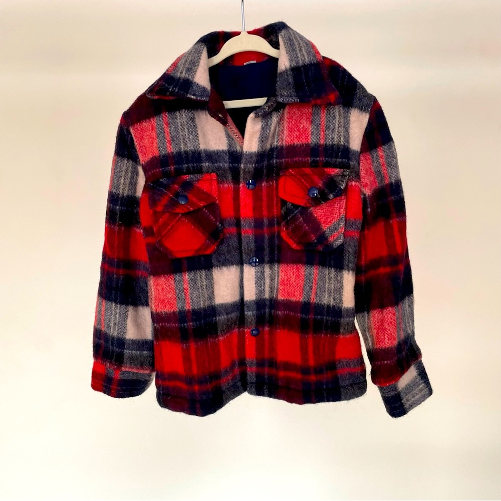 Kids vintage wool plaid jacket